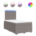Cama box spring con colchón tela gris taupe 120x200 cm