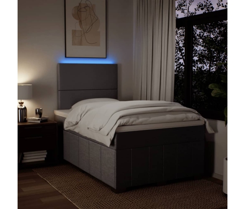 Cama box spring con colchón tela gris taupe 120x200 cm
