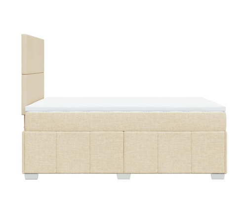 Cama box spring con colchón tela color crema 120x200 cm