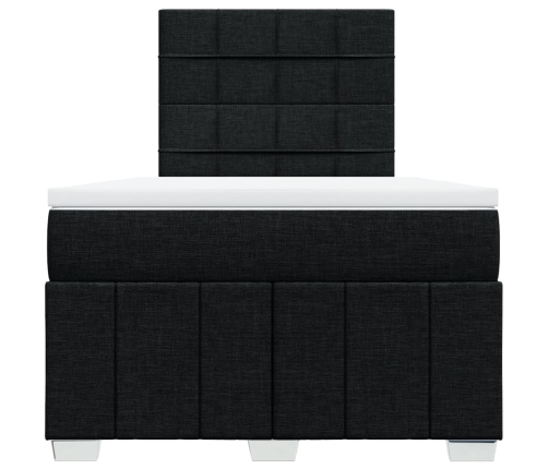 Cama box spring con colchón tela negro 120x200 cm