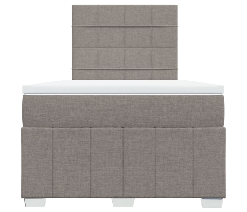 Cama box spring con colchón tela gris taupe 120x200 cm