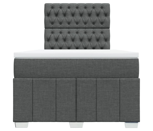 Cama box spring con colchón tela gris oscuro 120x200 cm