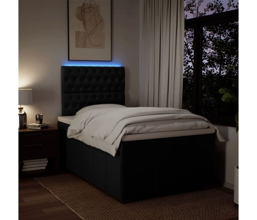 Cama box spring con colchón tela negro 120x200 cm