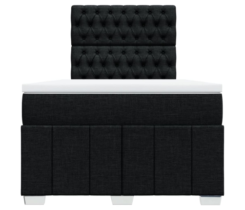 Cama box spring con colchón tela negro 120x200 cm