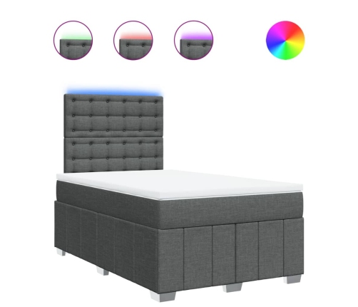 Cama box spring con colchón tela gris oscuro 120x200 cm