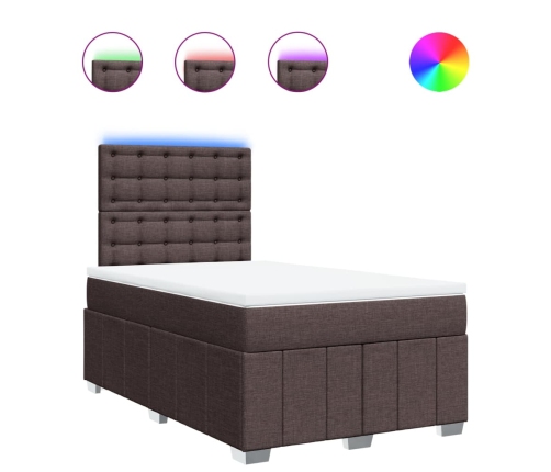 Cama box spring con colchón tela marrón oscuro 120x200 cm