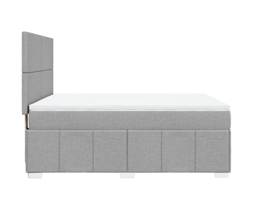 Cama box spring con colchón tela gris claro 140x190 cm