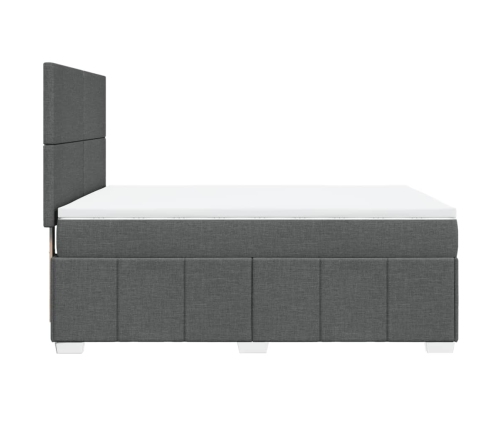 Cama box spring con colchón tela gris oscuro 140x190 cm