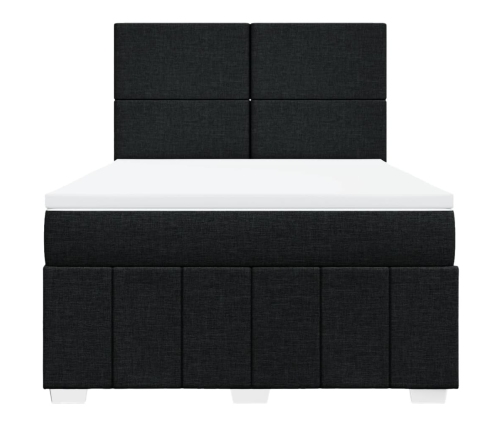 Cama box spring con colchón tela negro 140x190 cm