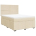 Cama box spring con colchón tela color crema 140x190 cm