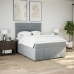 Cama box spring con colchón tela gris claro 140x190 cm