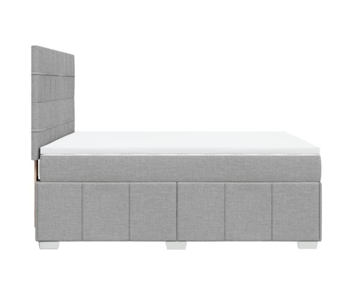 Cama box spring con colchón tela gris claro 140x190 cm