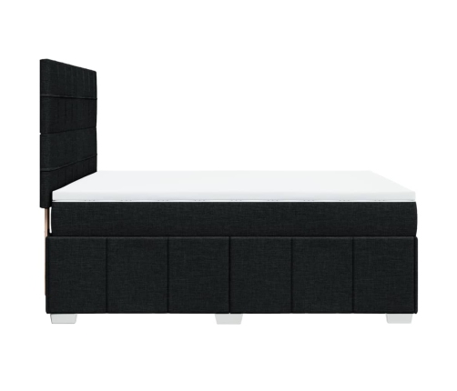 Cama box spring con colchón tela negro 140x190 cm