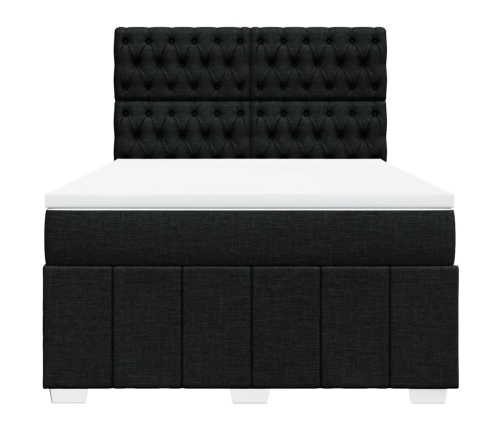 Cama box spring con colchón tela negro 140x190 cm