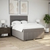 Cama box spring con colchón tela gris taupe 140x190 cm