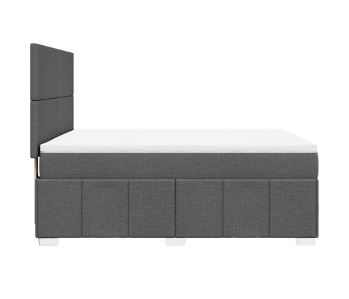 Cama box spring con colchón tela gris oscuro 140x200 cm