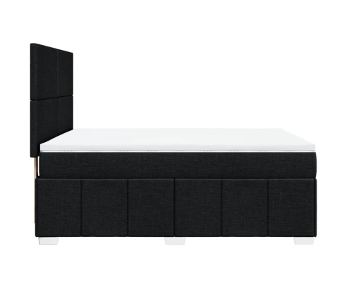 Cama box spring con colchón tela negro 140x200 cm