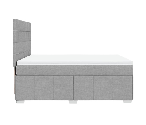 Cama box spring con colchón tela gris claro 140x200 cm