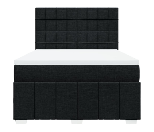 Cama box spring con colchón tela negro 140x200 cm