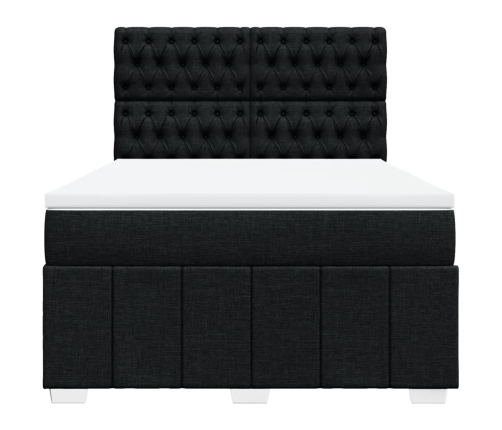 Cama box spring con colchón tela negro 140x200 cm