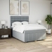 Cama box spring con colchón tela gris claro 140x200 cm