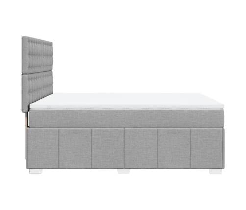 Cama box spring con colchón tela gris claro 140x200 cm