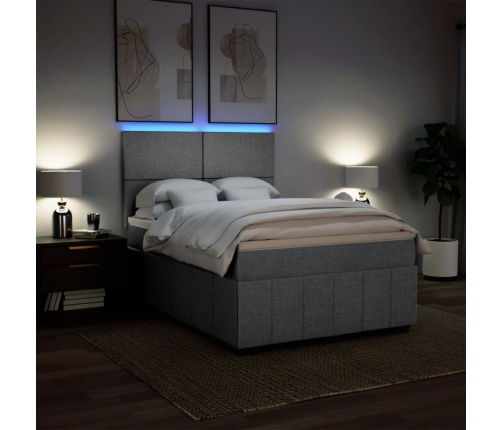 Cama box spring con colchón tela gris claro 160x200 cm