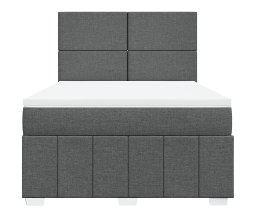 Cama box spring con colchón tela gris oscuro 160x200 cm