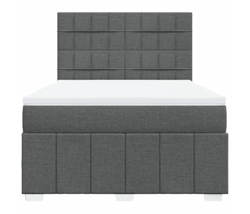 Cama box spring con colchón tela gris oscuro 160x200 cm