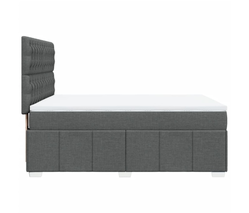 Cama box spring con colchón tela gris oscuro 160x200 cm