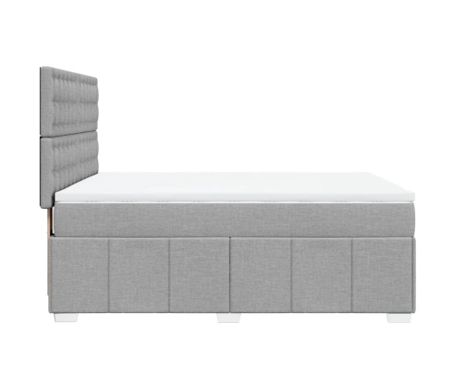 Cama box spring con colchón tela gris claro 160x200 cm