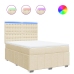 Cama box spring con colchón tela color crema 160x200 cm