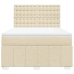 Cama box spring con colchón tela color crema 160x200 cm