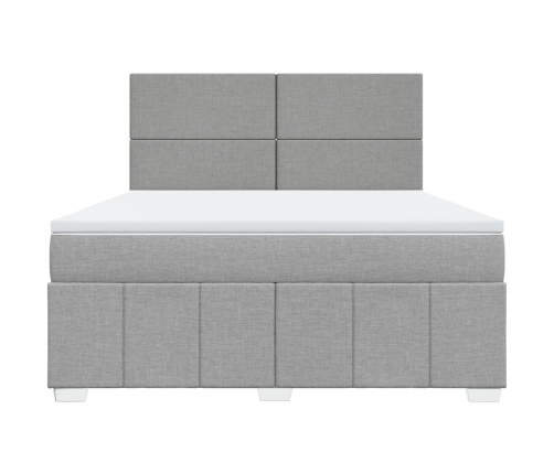 Cama box spring con colchón tela gris claro 180x200 cm