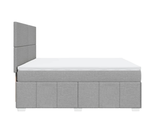 Cama box spring con colchón tela gris claro 180x200 cm