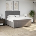 Cama box spring con colchón tela gris taupe 180x200 cm