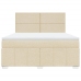 Cama box spring con colchón tela color crema 180x200 cm