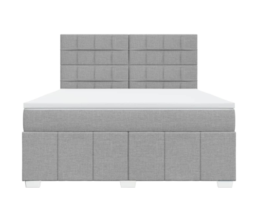 Cama box spring con colchón tela gris claro 180x200 cm