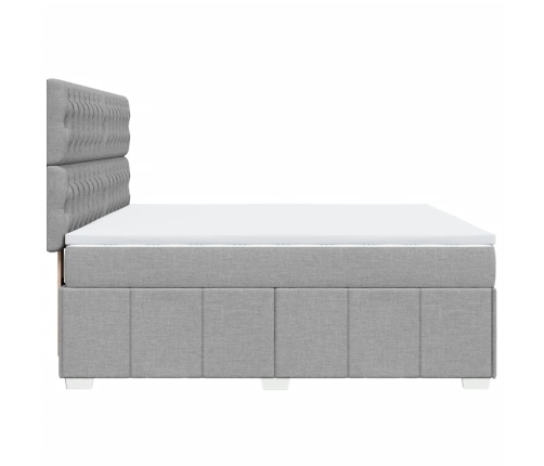 Cama box spring con colchón tela gris claro 180x200 cm