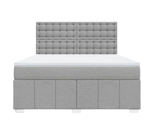 Cama box spring con colchón tela gris claro 180x200 cm