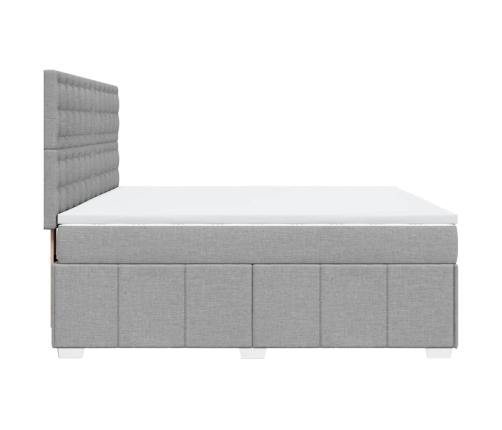 Cama box spring con colchón tela gris claro 180x200 cm