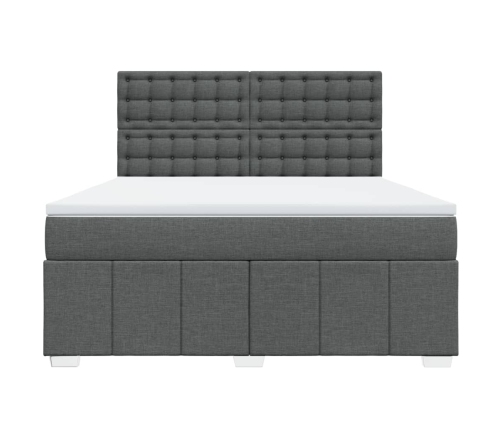 Cama box spring con colchón tela gris oscuro 180x200 cm