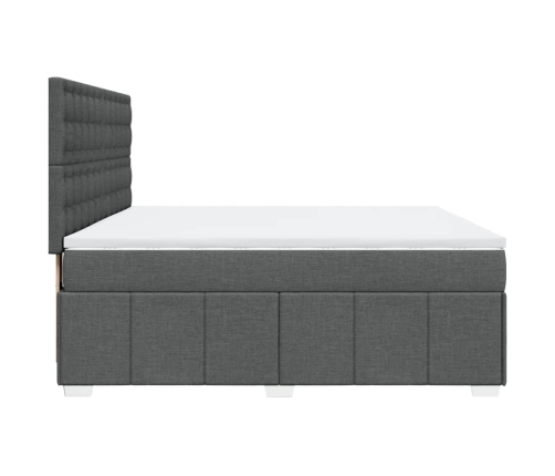 Cama box spring con colchón tela gris oscuro 180x200 cm