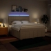 Cama box spring con colchón tela color crema 180x200 cm