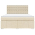 Cama box spring con colchón tela color crema 180x200 cm
