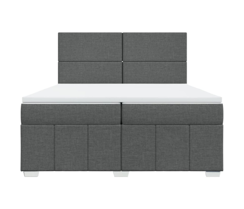 Cama box spring con colchón tela gris oscuro 200x200 cm