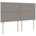 Cama box spring con colchón tela gris taupe 200x200 cm