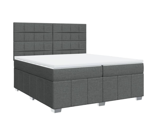 Cama box spring con colchón tela gris oscuro 200x200 cm