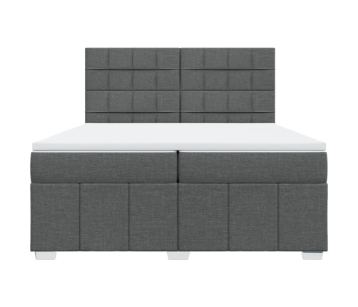 Cama box spring con colchón tela gris oscuro 200x200 cm