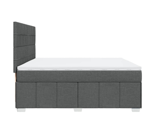 Cama box spring con colchón tela gris oscuro 200x200 cm